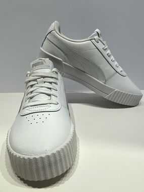 PUMA Carina 2.0 White Silver Womens Athletic Sneaker Sz8 F 41